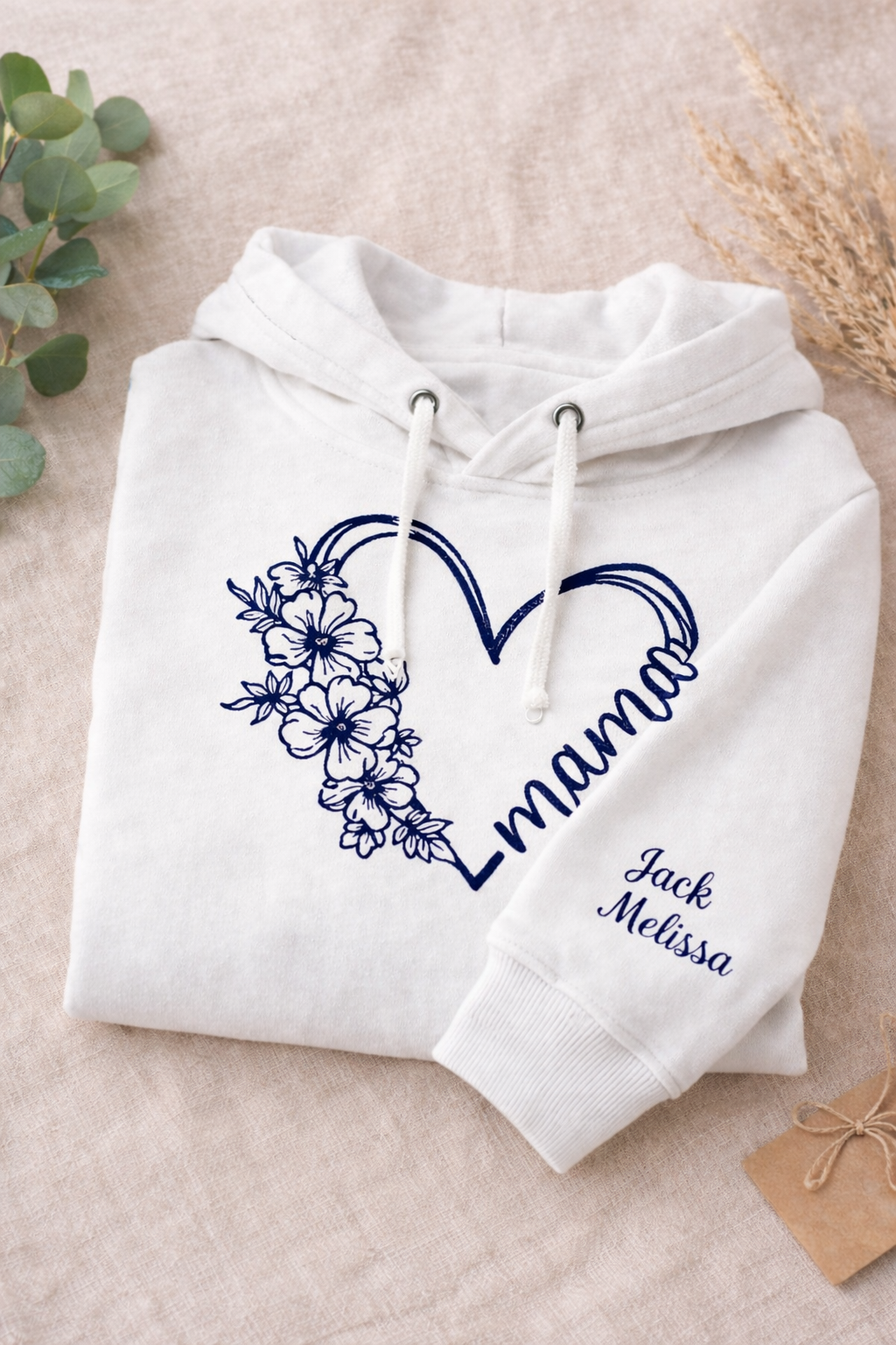 Personalised Floral Heart Mama Hoodie