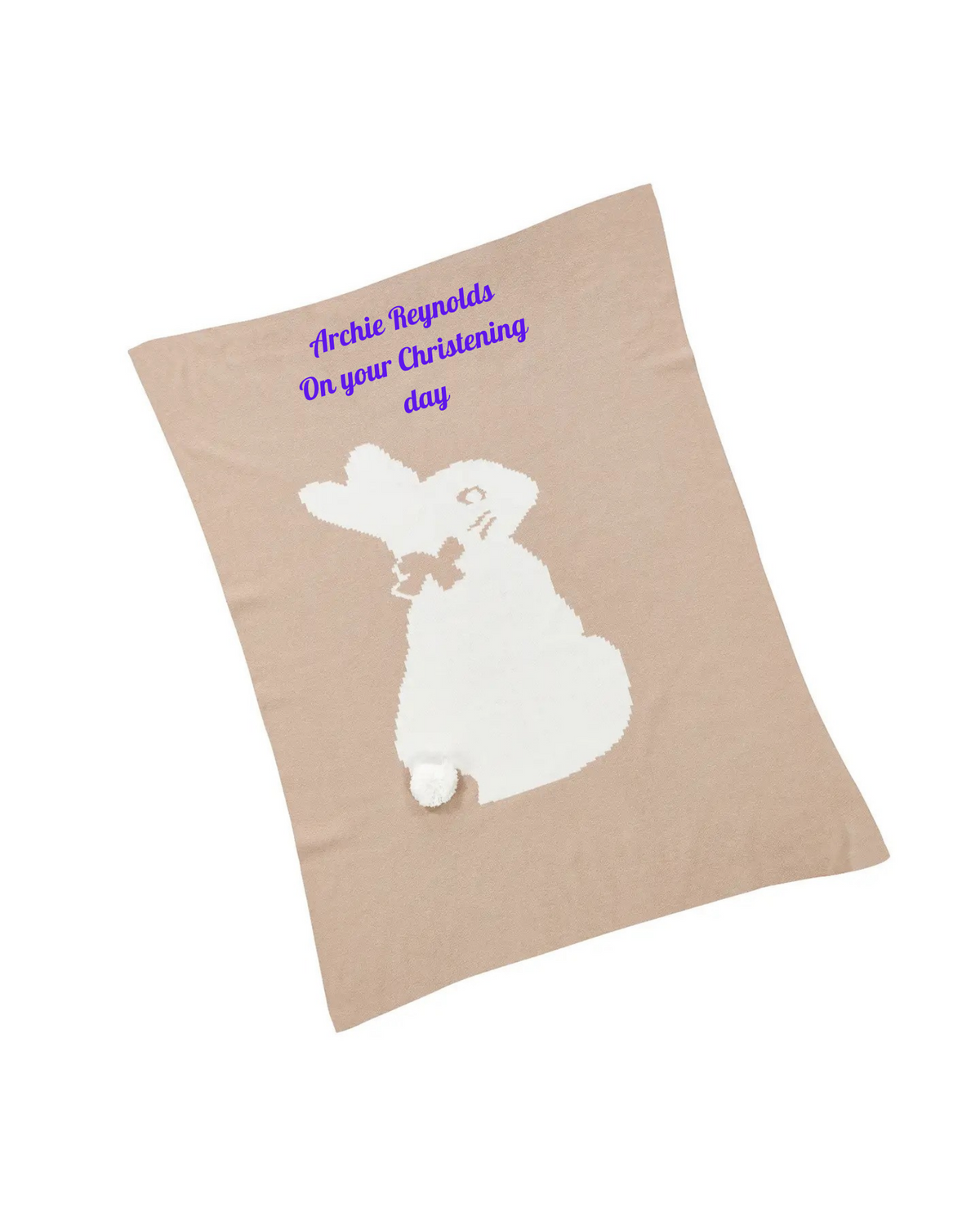 Personalised Flopsy Bunny Knitted Baby Blanket & Soft Toy Set