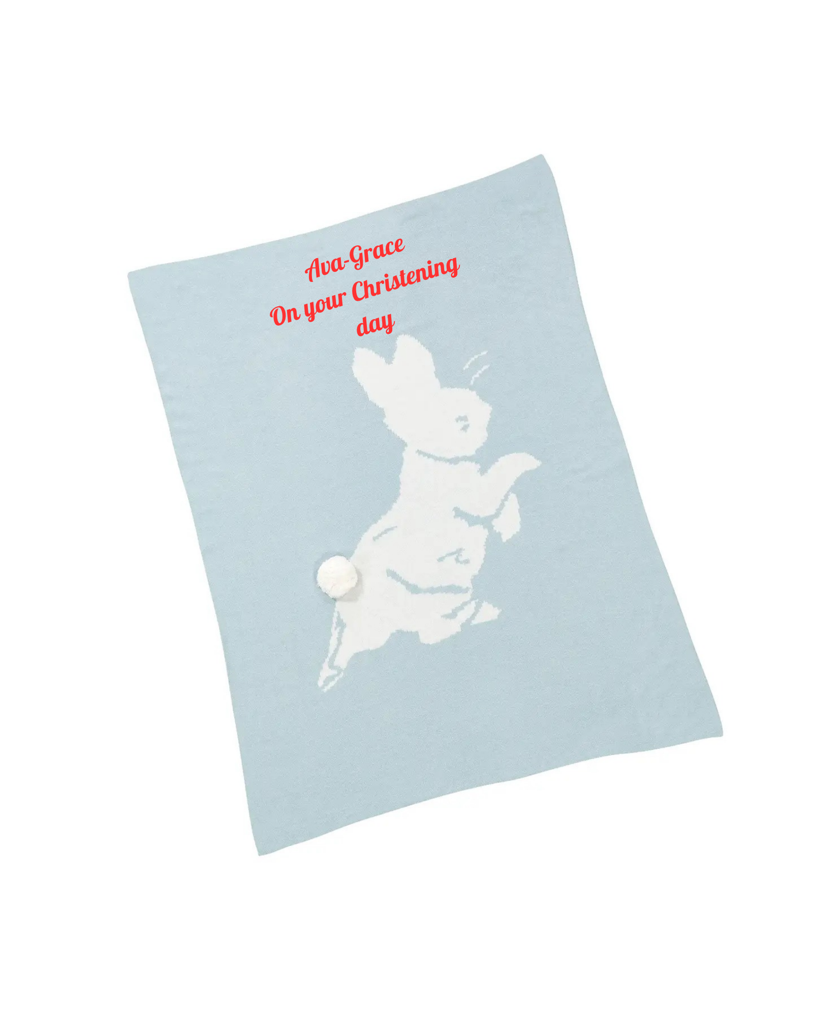 Personalised Peter Rabbit Christening Knitted Baby Blanket & Soft Toy Set
