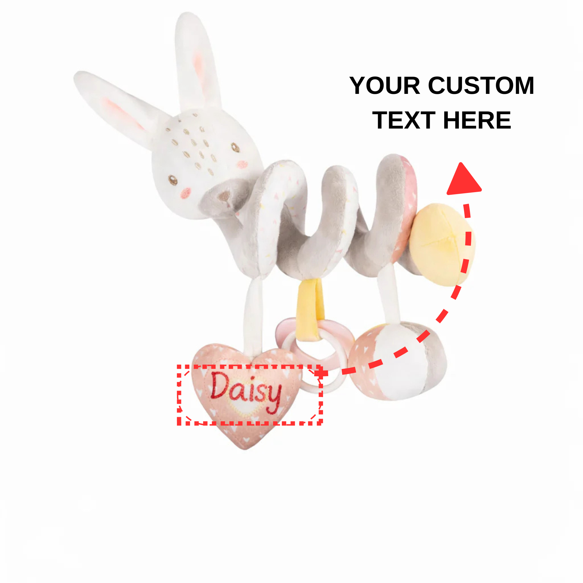 Personalised  Horizontal Spiral Toy Rabbits in Love