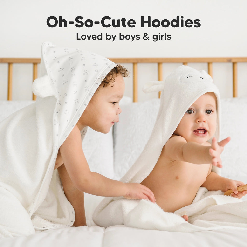Personalised KeaBabies Cuddle Baby Hooded Towel- Lamb