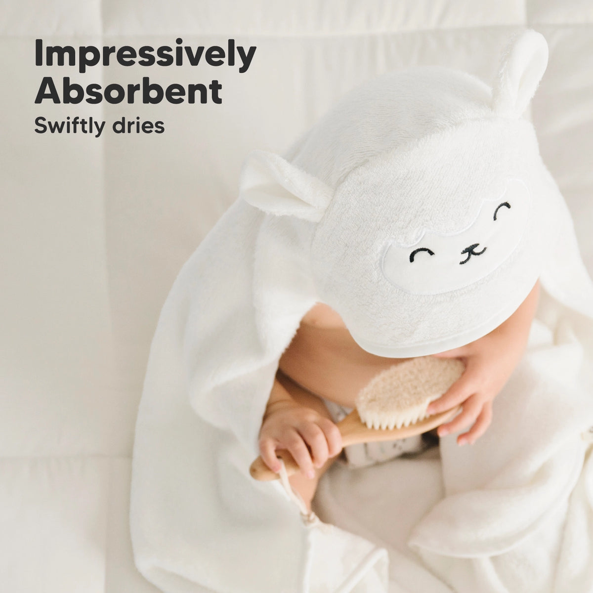 Personalised KeaBabies Cuddle Baby Hooded Towel- Lamb