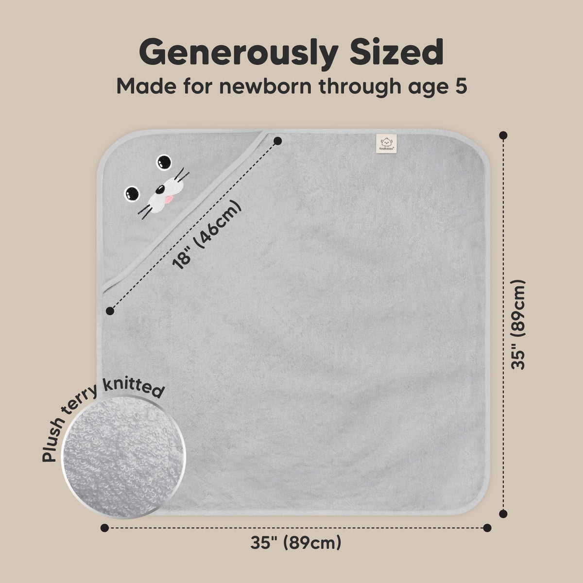 Personalised KeaBabies Cuddle Baby Hooded Towel- Seal