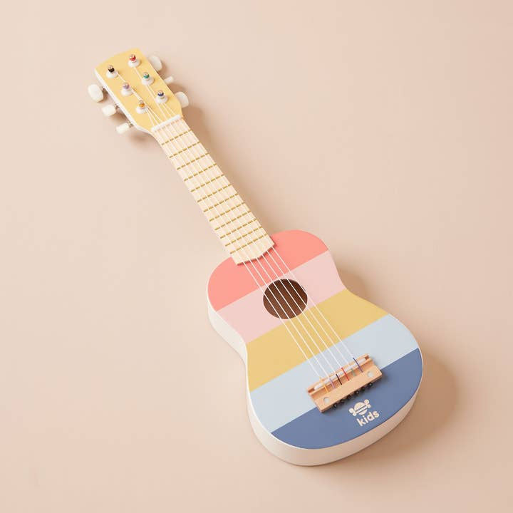 Personalised Just Bee Kids Stripe Wooden Guitar Toy