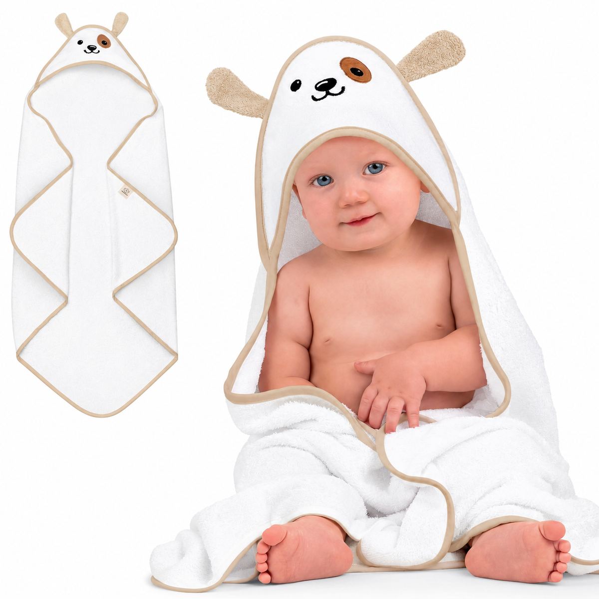 Personalised KeaBabies Cuddle Baby Hooded Towel- Dog