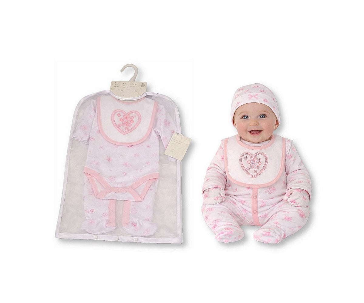 Personalised Baby Girls 5 Pcs Layette Set - Flowers
