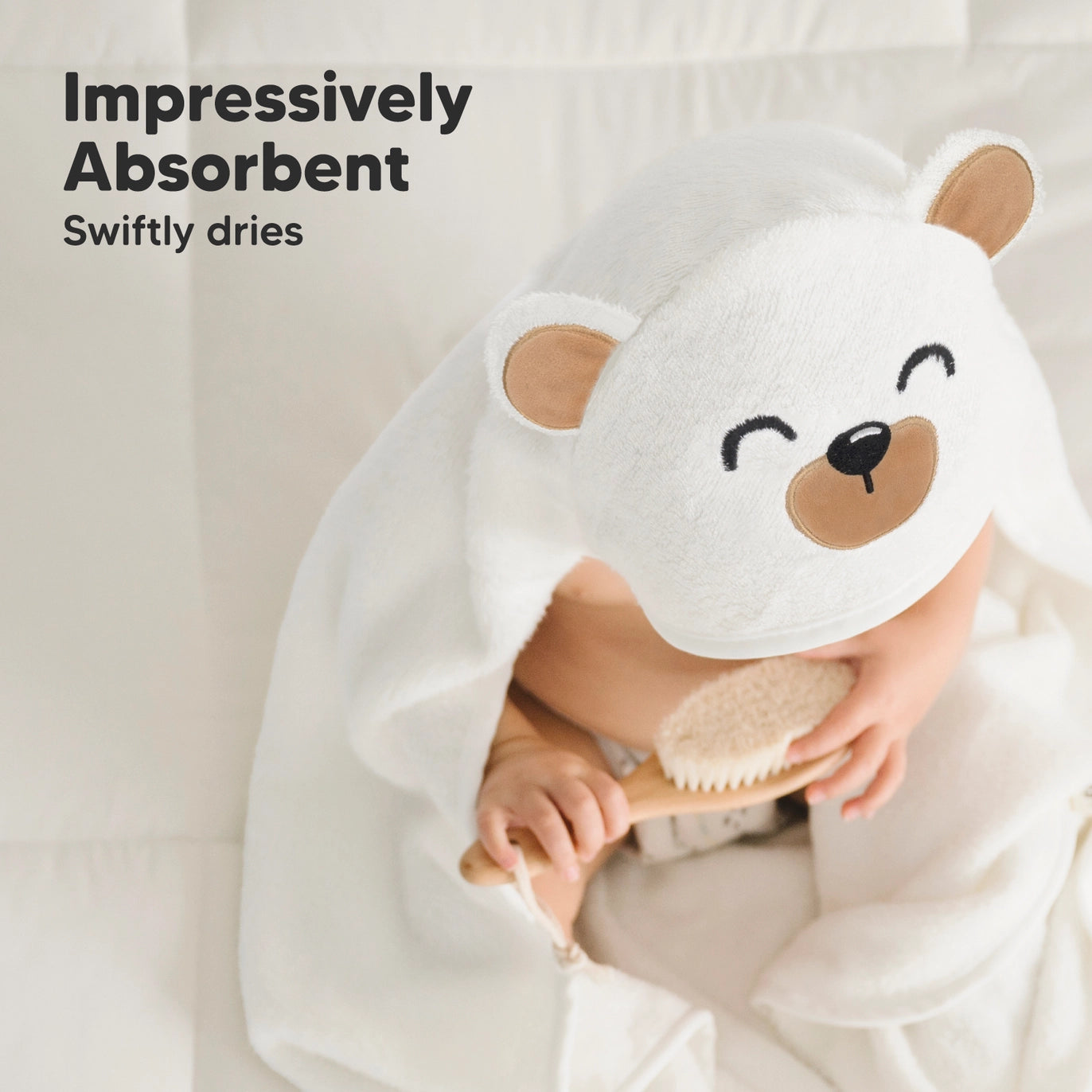 Personalised KeaBabies Cuddle Baby Hooded Towel- Grizzly
