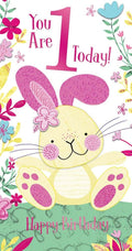 Rabbit 1st Birthday Card