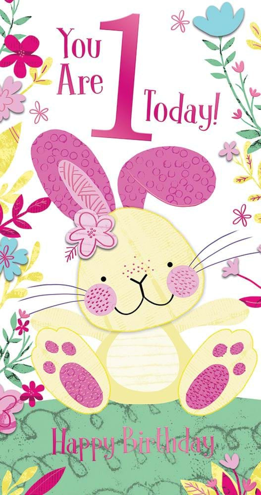 Rabbit 1st Birthday Card