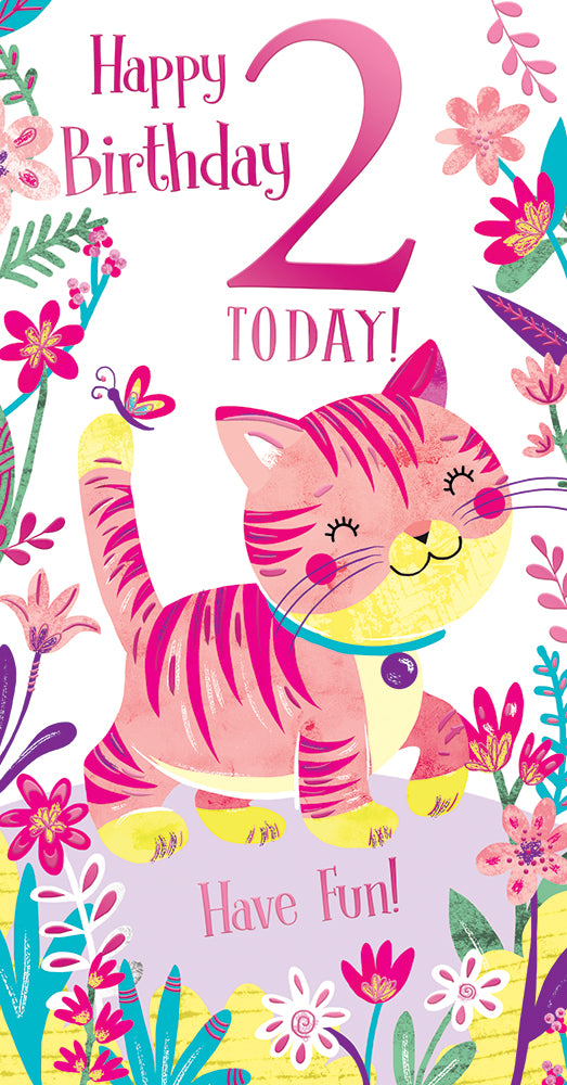 Cat 2nd Birthday Card